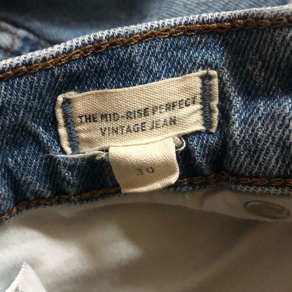 Madewell Mid-Rise Perfect Vintage Jean Knee-Rip Edition Medium Wash size 30 - Picture 6 of 10